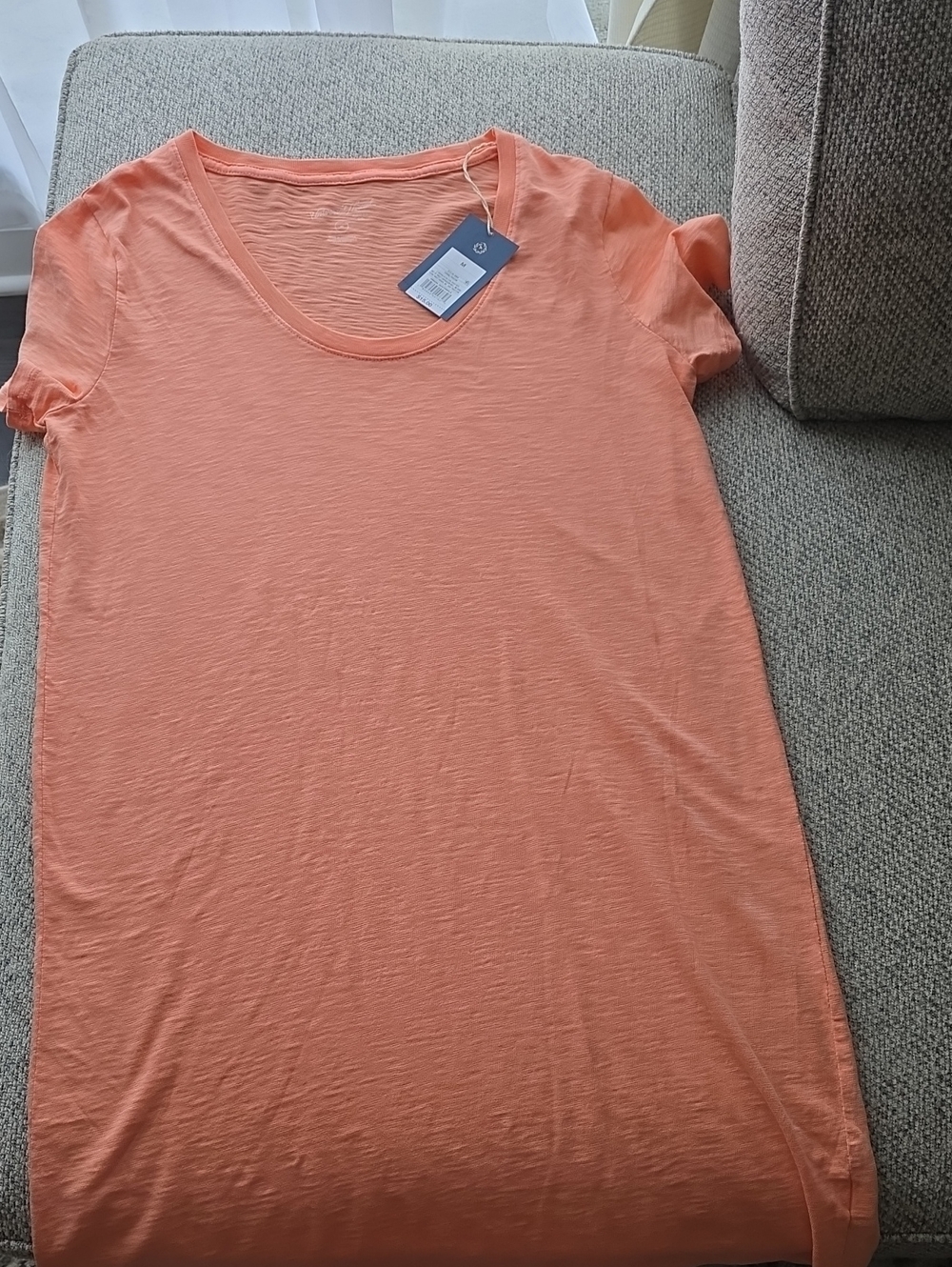 Universal Thread Women's Scoop Neck Short Sleeve Tee Dress in Coral Peach
